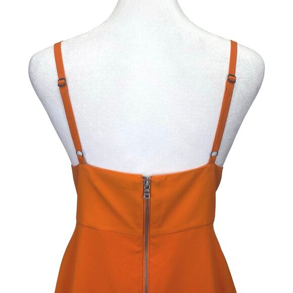 Alice + Olivia Delilah Silk Layered Mini Dress Orange Asymmetrical Hem Sz 8 - Picture 7 of 9